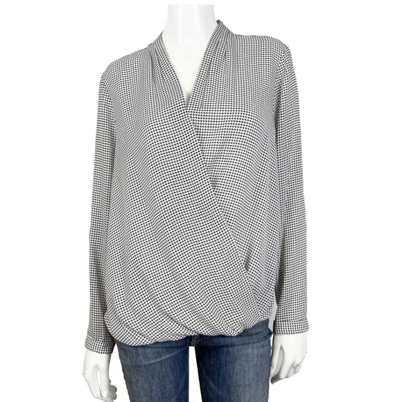 Adrianna Papell Oversized Long Sleeve Wrap Front Blouse Size Large - Picture 8 of 10